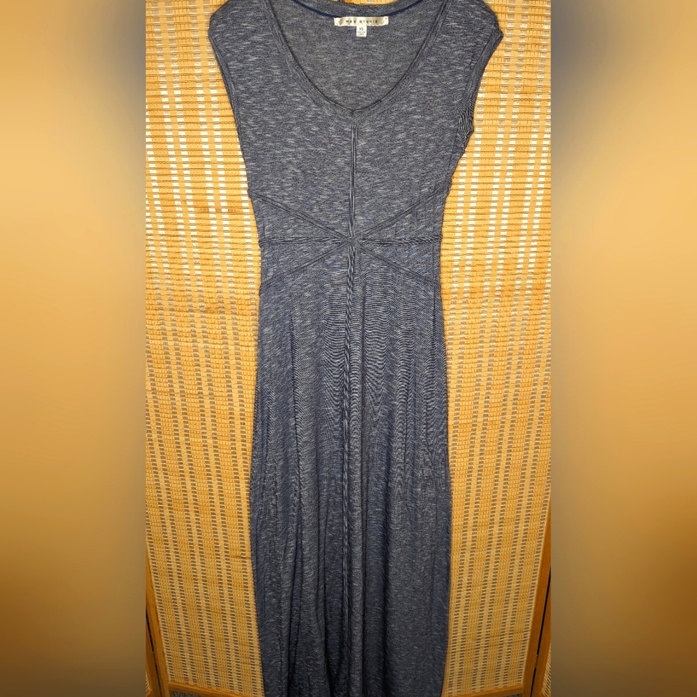 Blue Max Studio Maxi Dress with Waist Details and Cap Sleeves